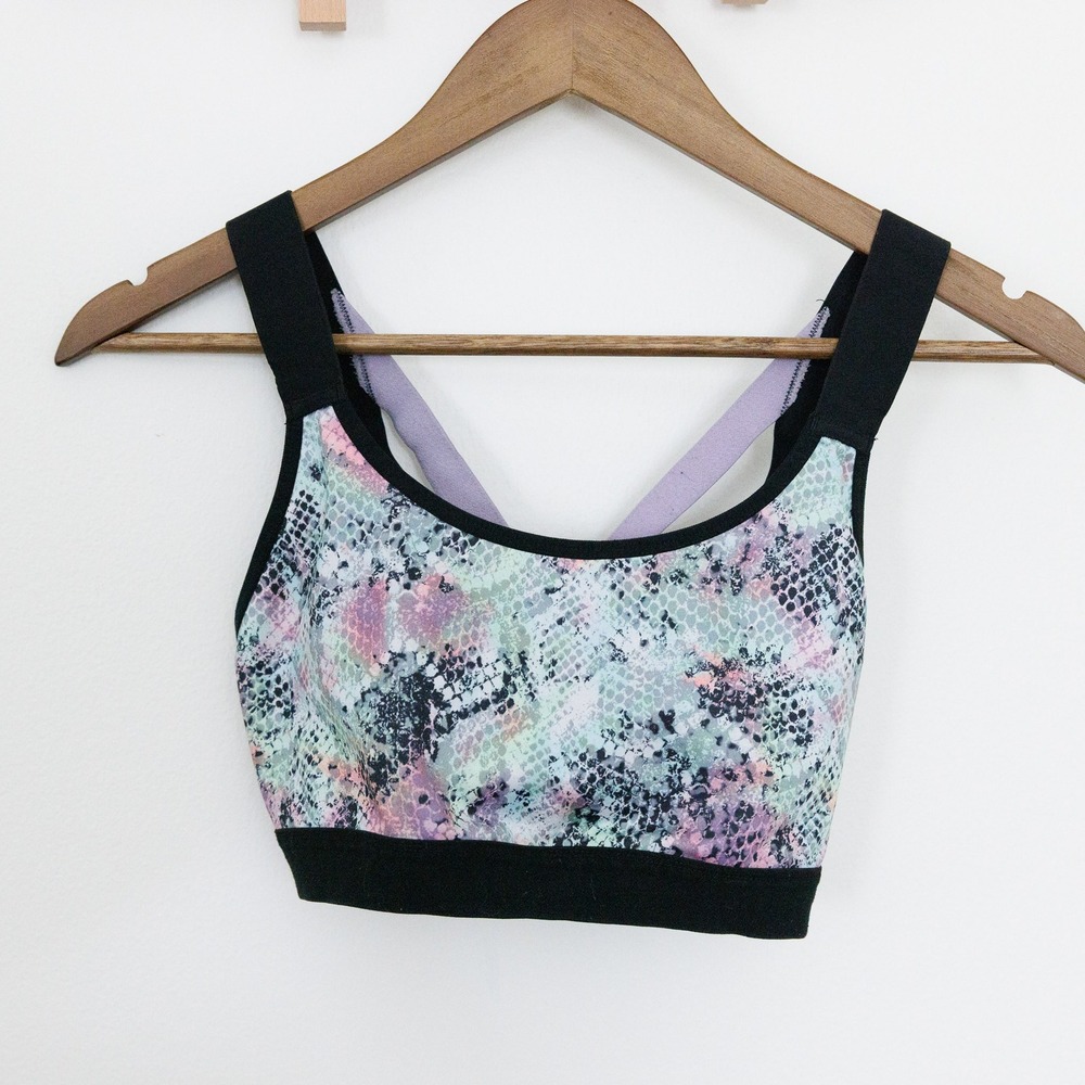 Champion C9 Womens Snakeskin Print Sports Bra Black Purple Mint Green Activewear